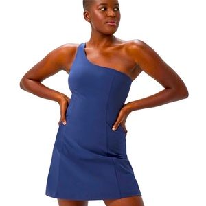 Outdoor Voices One Shoulder Navy Dress